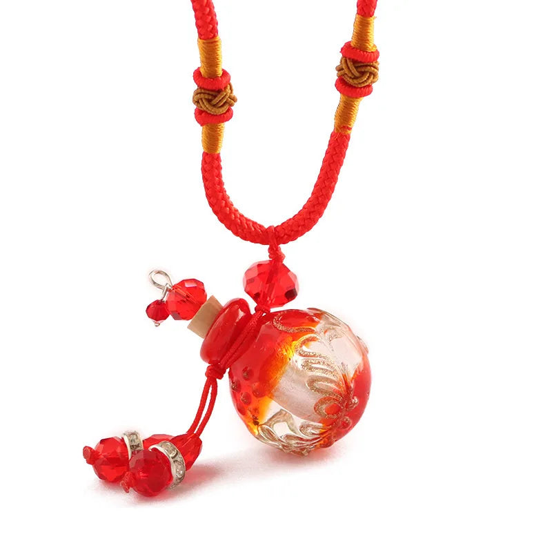 Baroque Aromatherapy Essential Oil Bottle Geometric Pendants Glazed Women Fashion Fried Dough Twists Chain Necklace Jewelry