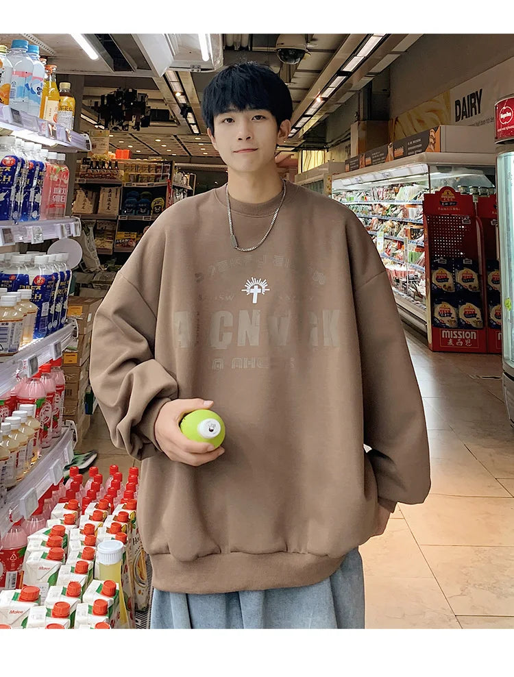 2025 Oversize Hoodies Men Fashion New Loose Pullover O-neck Youthful Vitality Letter Print Long Sleeve Streetwear Tops S-3XL