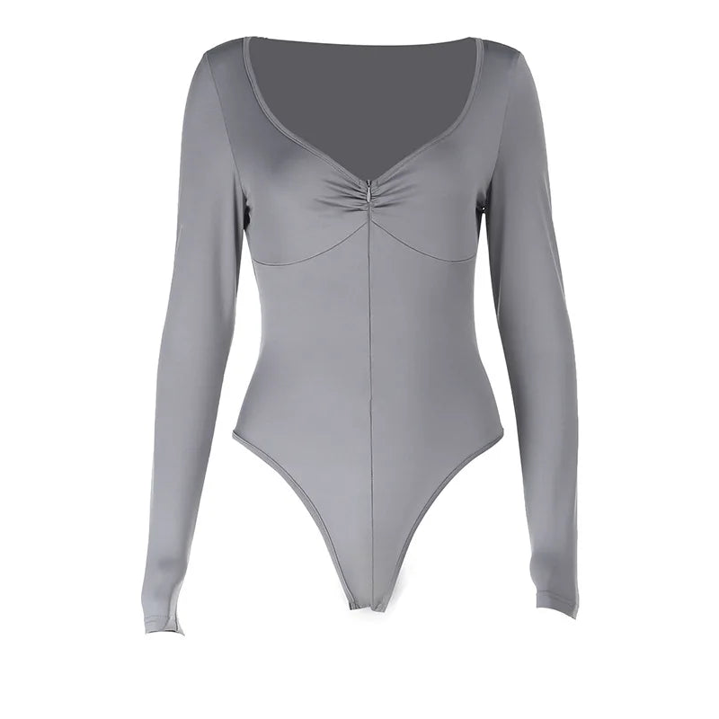 Bodysuit Double Ziper Womens Irregular Unique Detail Support Comfort Breathable Soft Tight-Fitting Fitted Base Tight Simple Sexy