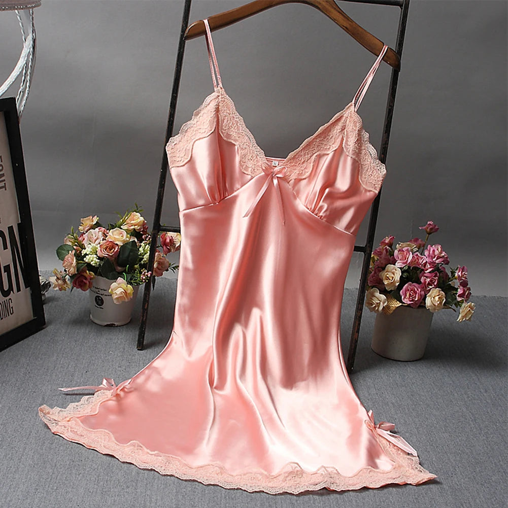 Ladies Wrap Dress Women Nightwear Breathable Lightweight Lingerie Sleepwear Nightdress Robe Satin Soft Fashion