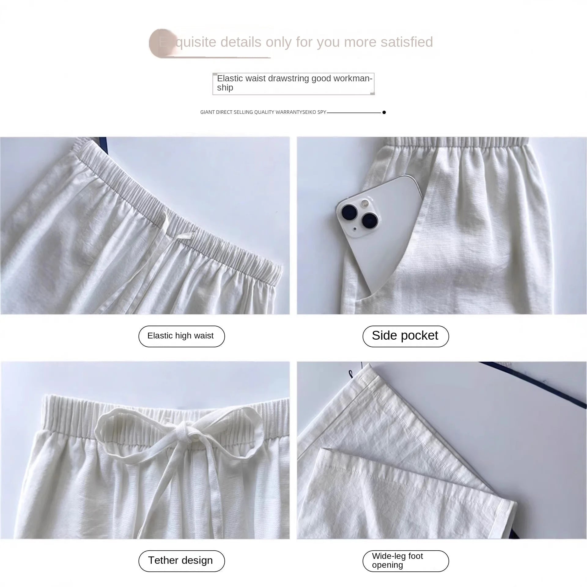 Women Navy Blue Cotton Linen Straight Wide Leg Pants 2026 New Thin High Rise Loose Lazy Fit Spring Summer Daily Casual Trousers