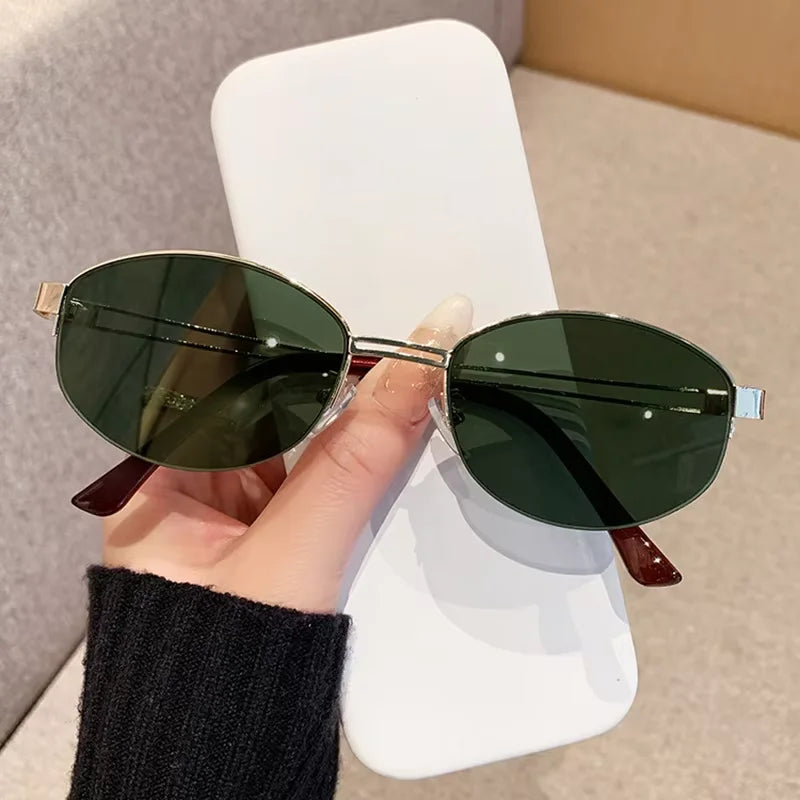 Glasses for Woman, Man Sunglasses – Oval Metal Frame UV400 Sunglasses, Fashionable Outdoor Sun Glasses