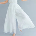 Cotton Linen Wide Leg Pants for Women Summer Casual Loose Pants High Waist Big Swing Skirt Capris Women Clothing PT-565
