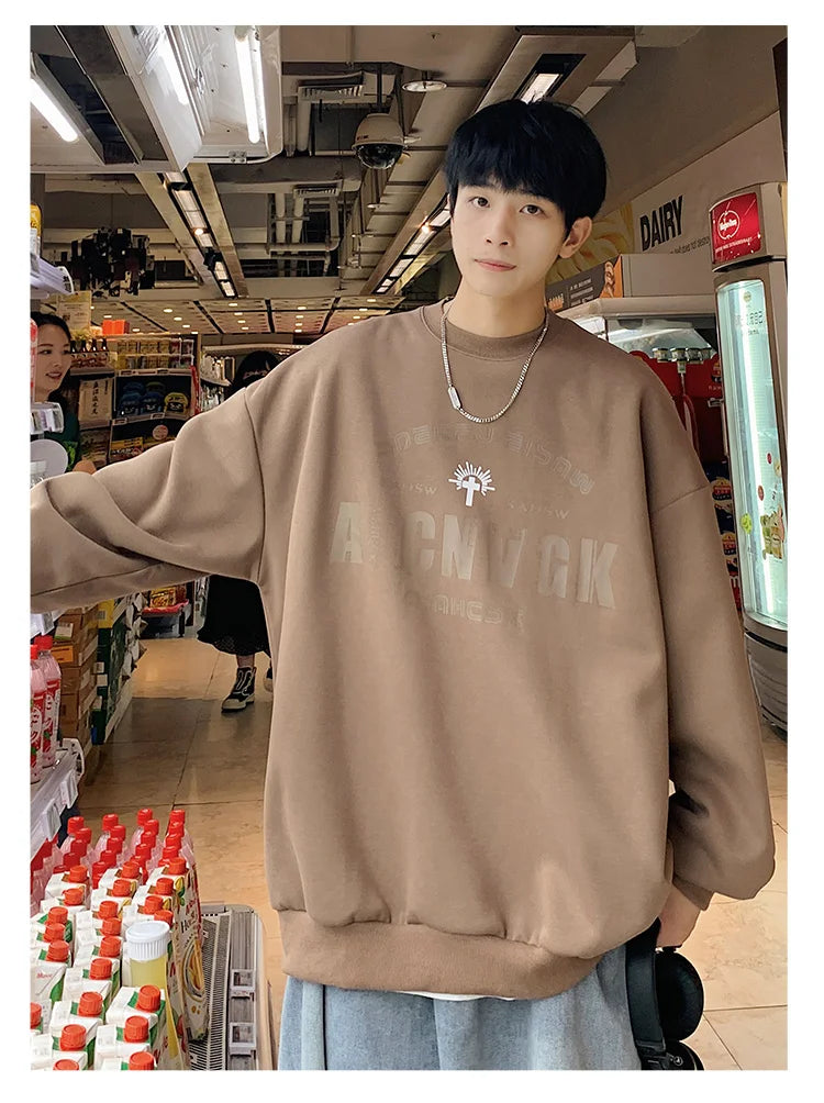 2025 Oversize Hoodies Men Fashion New Loose Pullover O-neck Youthful Vitality Letter Print Long Sleeve Streetwear Tops S-3XL