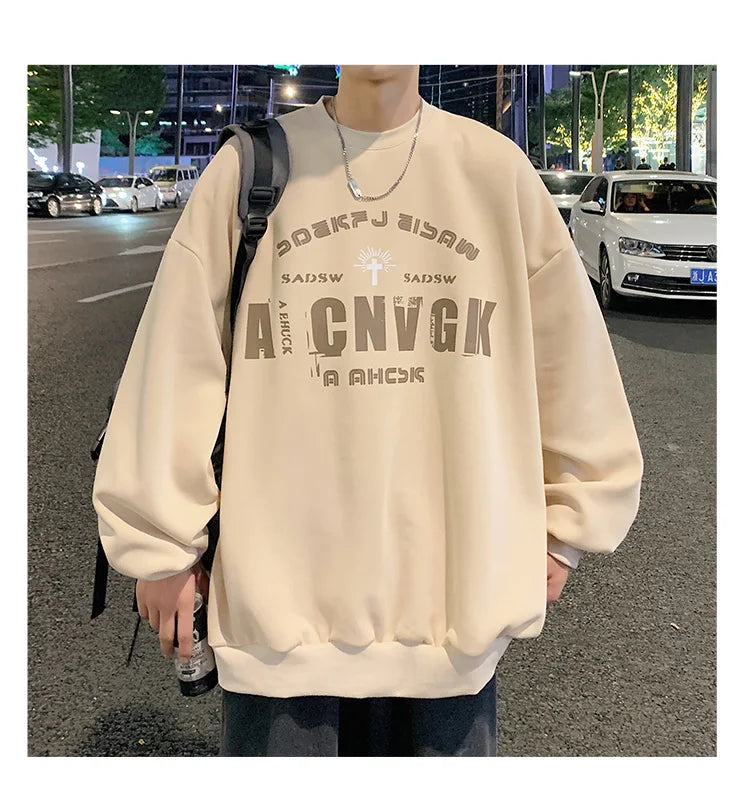 2025 Oversize Hoodies Men Fashion New Loose Pullover O-neck Youthful Vitality Letter Print Long Sleeve Streetwear Tops S-3XL