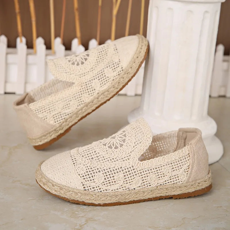 2025 New Weave Mesh Flats Shoes for Women Casual Breathable Trends Sneaker Fashion Comfort Autumn Shoes Walking Shoes