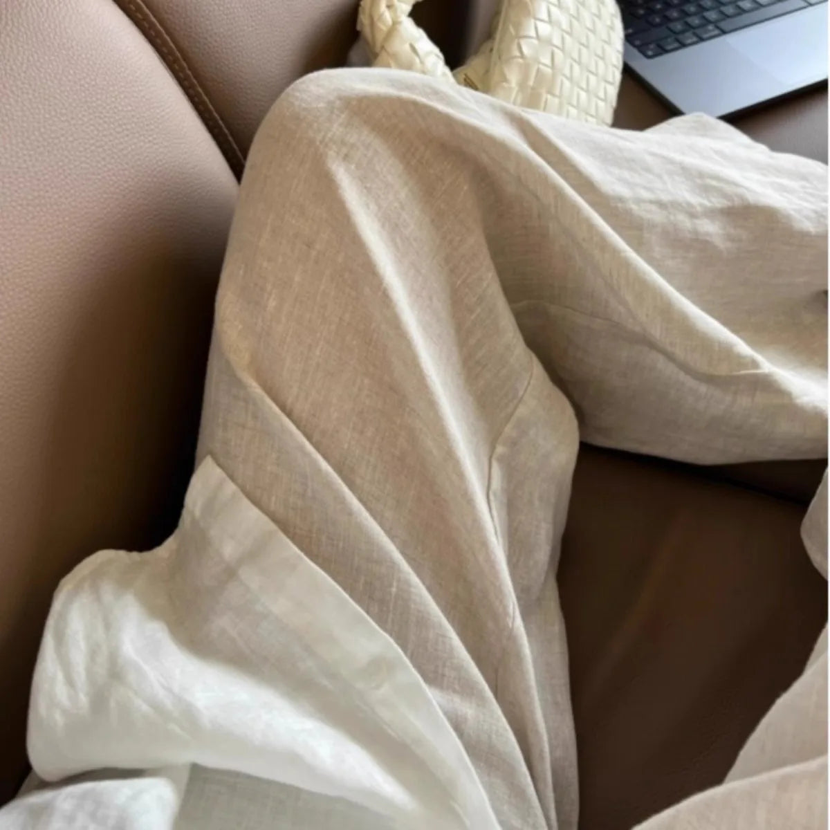 High Waist Cotton Linen Women Wide Leg Pants 2025 Summer Thin Loose Casual Pants Harajuku Solid All Match Straight Trousers