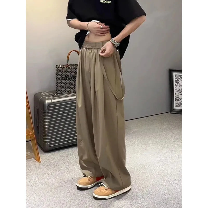 Men's Trendy Casual Trousers New Thin Style Summer Simple Drapey Versatile Trousers Loose