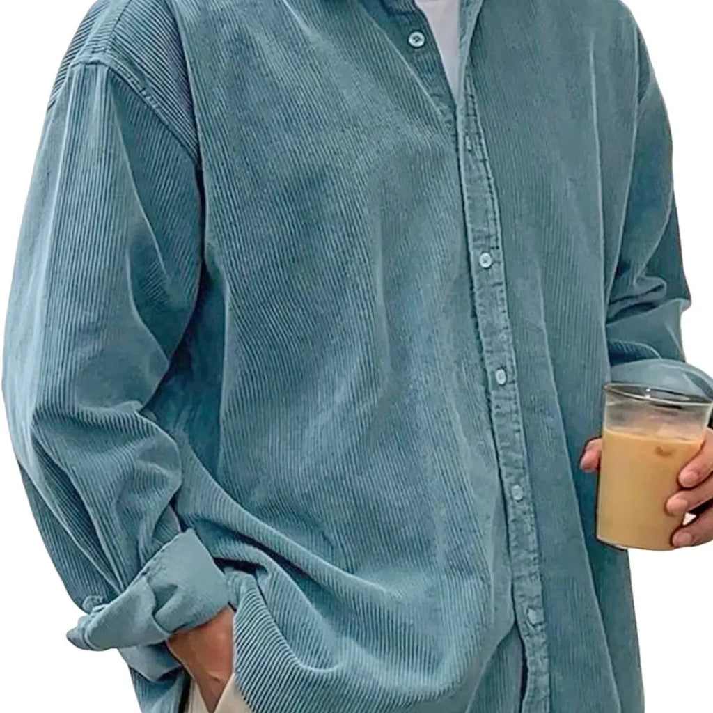 New Corduroy Shirt Men Long Sleeve Trendy Casual Loose Thick Autumn Winter Shacket Male Outerwear