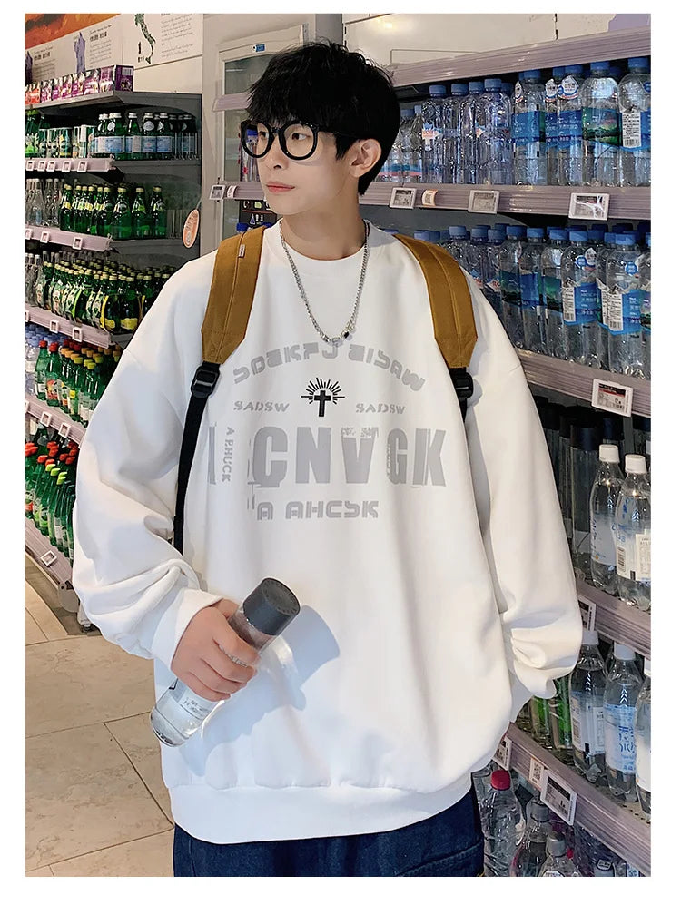2025 Oversize Hoodies Men Fashion New Loose Pullover O-neck Youthful Vitality Letter Print Long Sleeve Streetwear Tops S-3XL