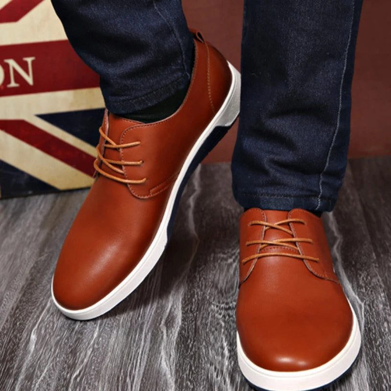 Fashion Men Casual Shoes Mesh Breathable Flat Shoes Male 2025 New Lace-Up Classic Business Leather Shoes designer Men Dress Shoe