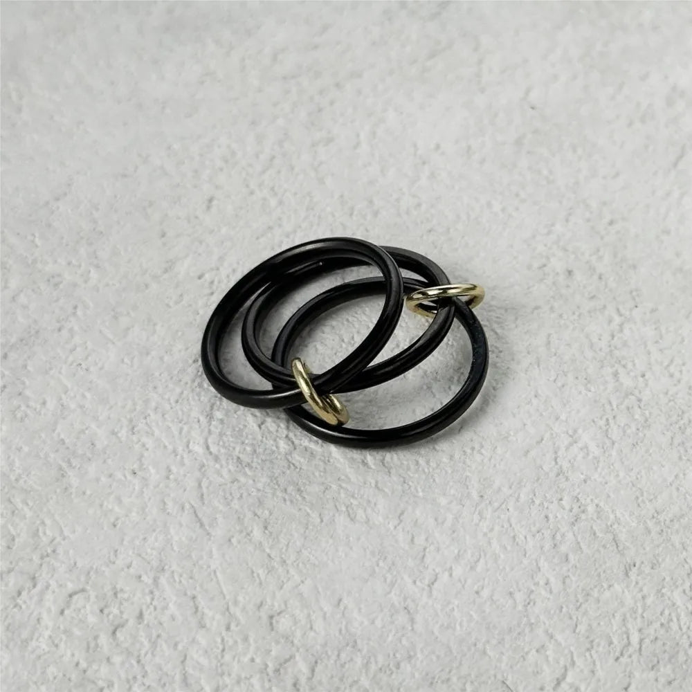 INS 3pcs Multi Layers Rings Stack Set Black Gold Double Color Stainless Steel Stacking Ring Simple For Women Trendy Jewelry Gift