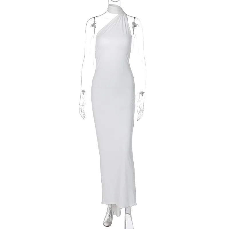 Sexy Backless Bodycon Long Dress Women's Halter Curvy Maxi Dresses Summer Evening Party Birthday Black New Summer White Burgundy