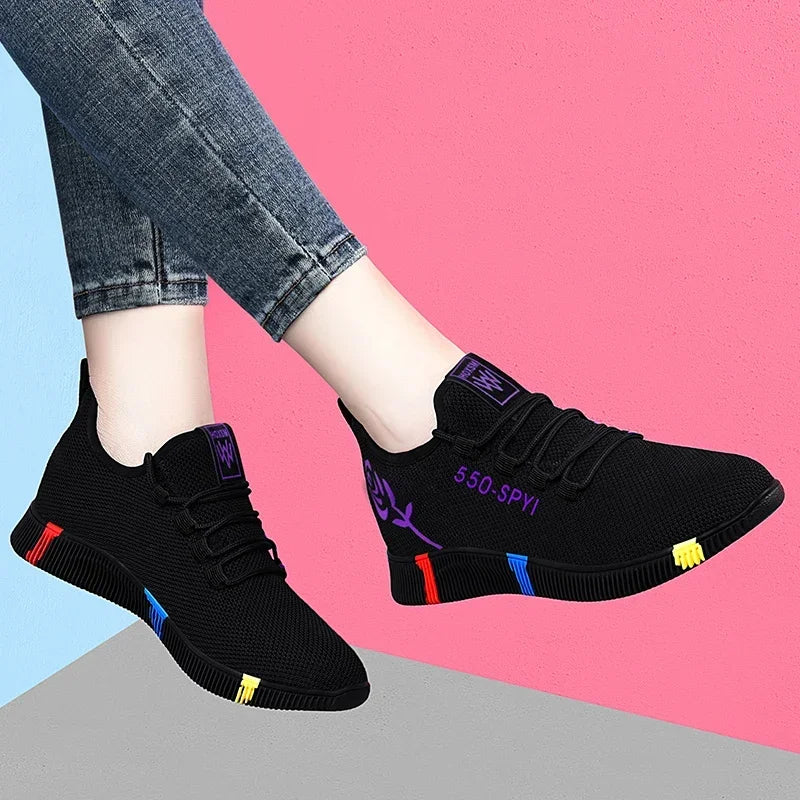 Tenis Feminino 2026 Women's Woven Shoes Air Mesh Light Soft Sneakers Female Flats Platform Lace Up Casual Shoes Basket Femme