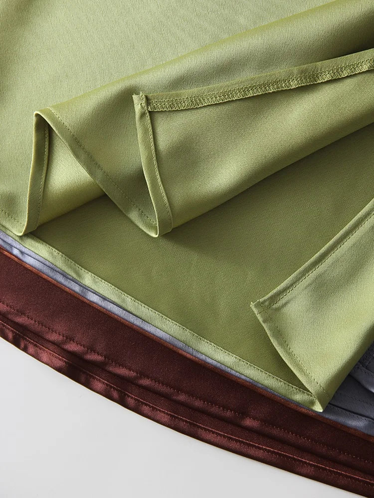 Midi Satin Skirts Women Luxury Summer Black Formal Silk Office Skirt With Slit A Line Green Midi Skirt Burgundy Women Elegant