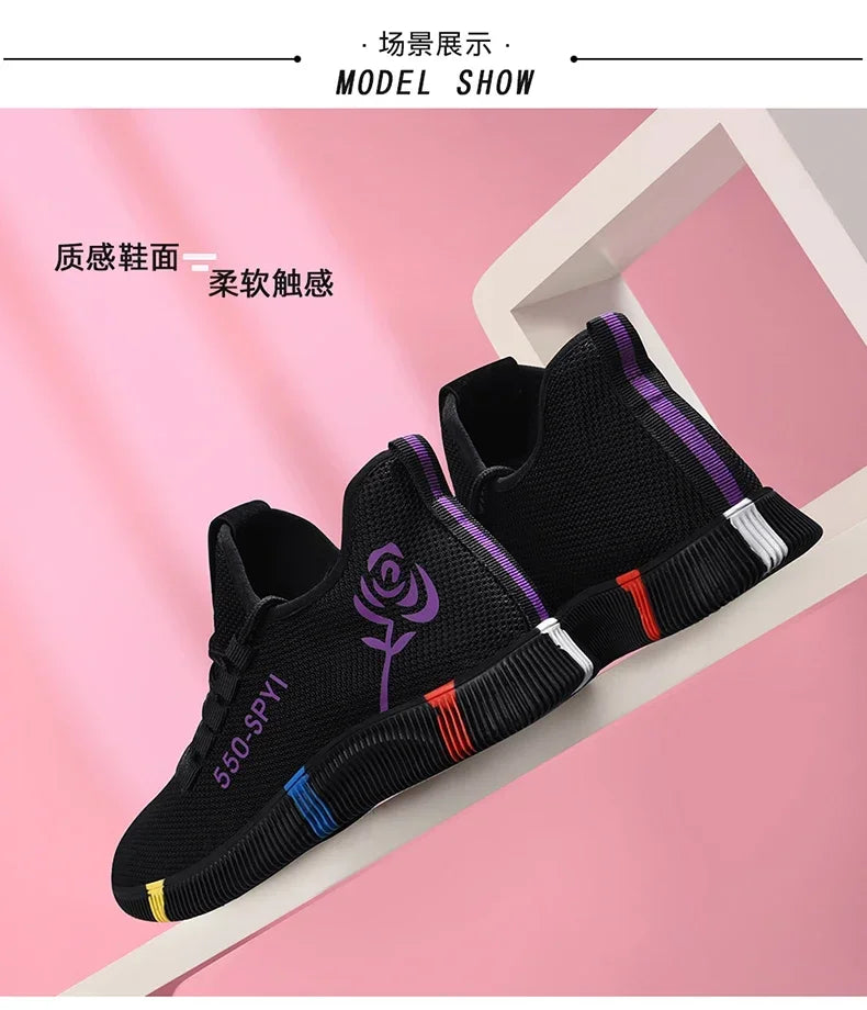 Tenis Feminino 2026 Women's Woven Shoes Air Mesh Light Soft Sneakers Female Flats Platform Lace Up Casual Shoes Basket Femme