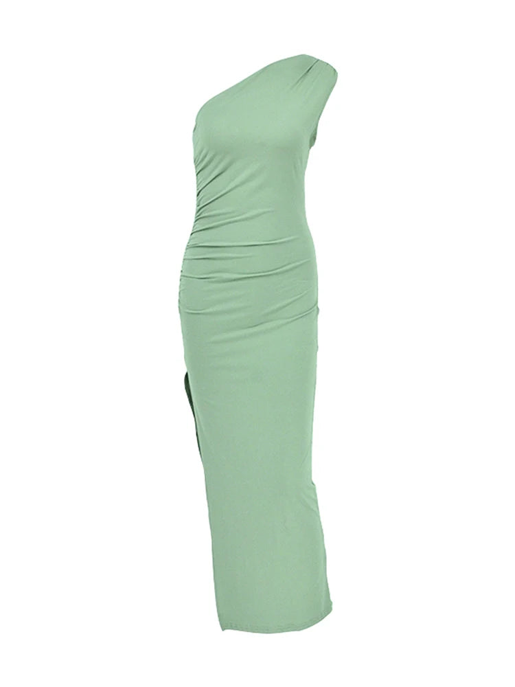 Women Maxi Dresses Sexy Split Black Sleeveless Backless Slim Dress Summer Female Fashion Off Shoulder Club Elegant Party Dresses