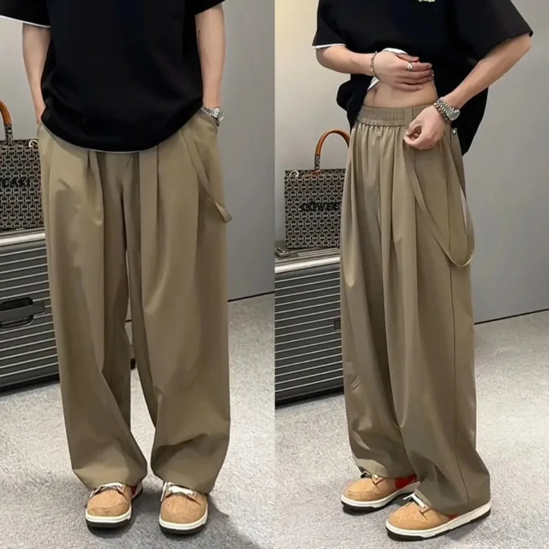 Men's Trendy Casual Trousers New Thin Style Summer Simple Drapey Versatile Trousers Loose