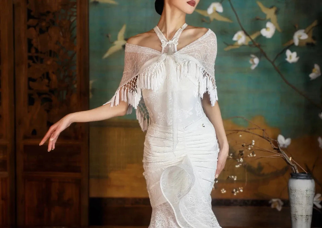 customized double layered curved neck and strapless professional modern Latin dance outfit jumpsuit set bodysuit long skirt