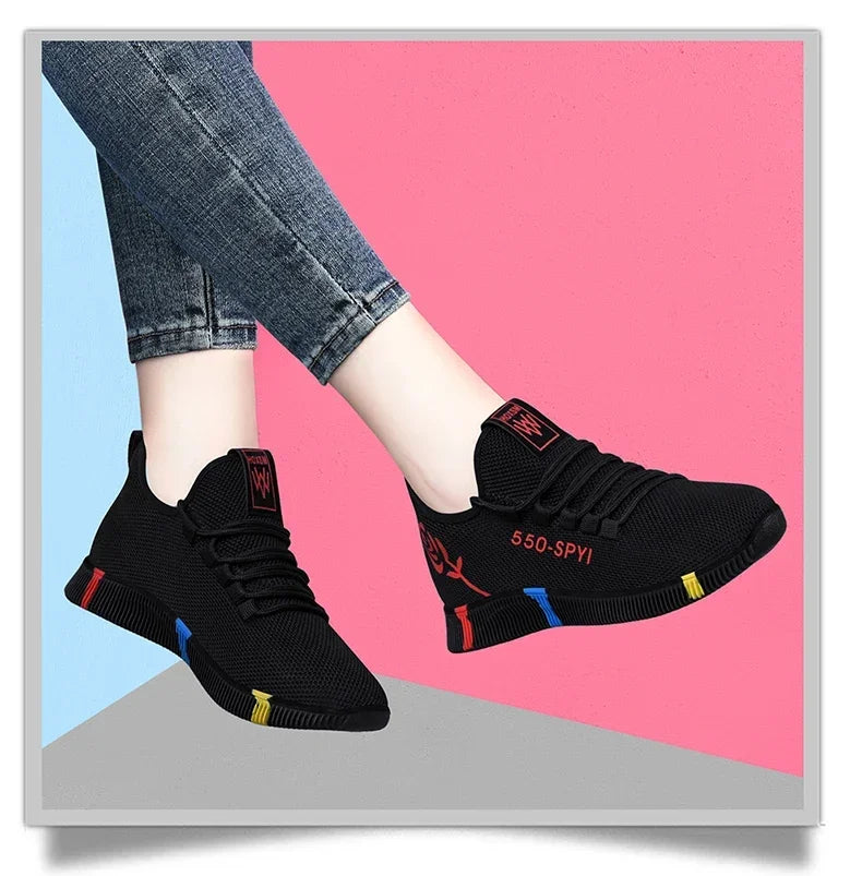 Tenis Feminino 2026 Women's Woven Shoes Air Mesh Light Soft Sneakers Female Flats Platform Lace Up Casual Shoes Basket Femme