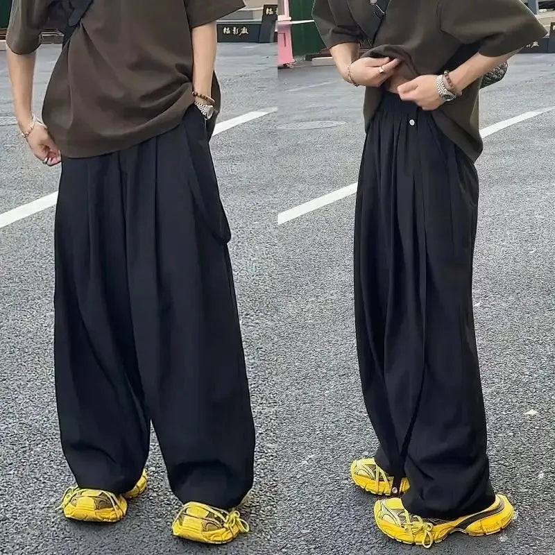 Men's Trendy Casual Trousers New Thin Style Summer Simple Drapey Versatile Trousers Loose