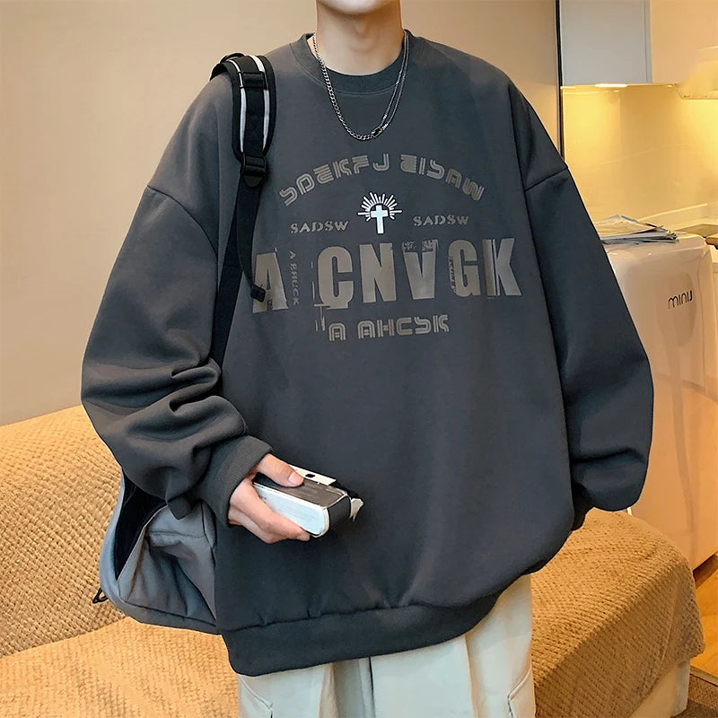 2025 Oversize Hoodies Men Fashion New Loose Pullover O-neck Youthful Vitality Letter Print Long Sleeve Streetwear Tops S-3XL