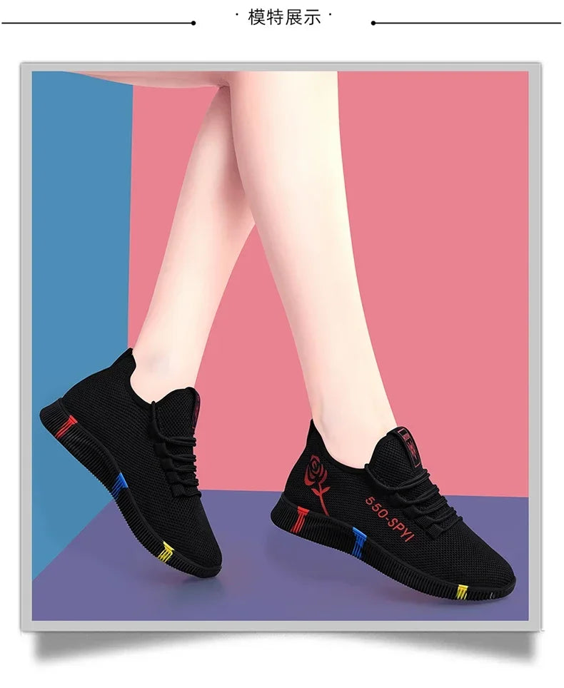 Tenis Feminino 2026 Women's Woven Shoes Air Mesh Light Soft Sneakers Female Flats Platform Lace Up Casual Shoes Basket Femme