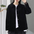 Corduroy Jacket Women's Shirt Spring Autumn New style Retro Long sleeved Loose Korean version High-end Lady Short Windbreaker