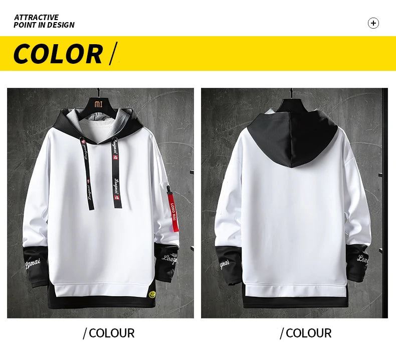 New Fashion Men's Hoodies Hip Hop Hooded Male Sweatshirts Men's Top Streetwear Casual Outdoor Breathable Pullovers Fashionable