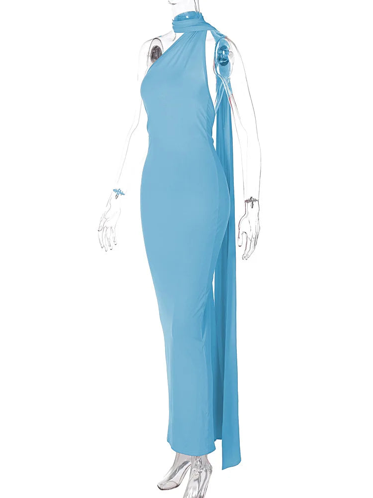 Sexy Backless Bodycon Long Dress Women's Halter Curvy Maxi Dresses Summer Evening Party Birthday Black New Summer White Burgundy