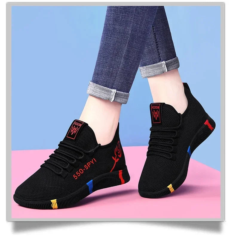 Tenis Feminino 2026 Women's Woven Shoes Air Mesh Light Soft Sneakers Female Flats Platform Lace Up Casual Shoes Basket Femme