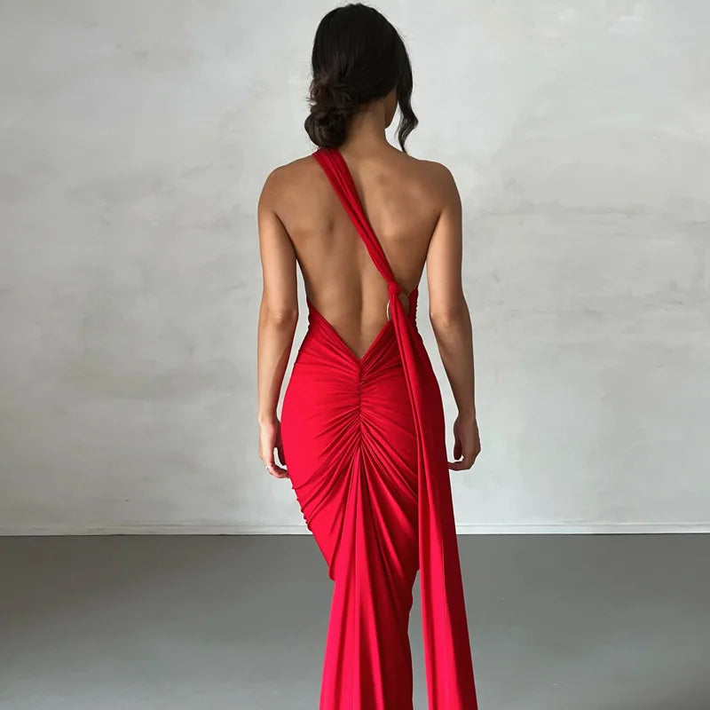 Sexy Backless Bodycon Long Dress Women's Halter Curvy Maxi Dresses Summer Evening Party Birthday Black New Summer White Burgundy