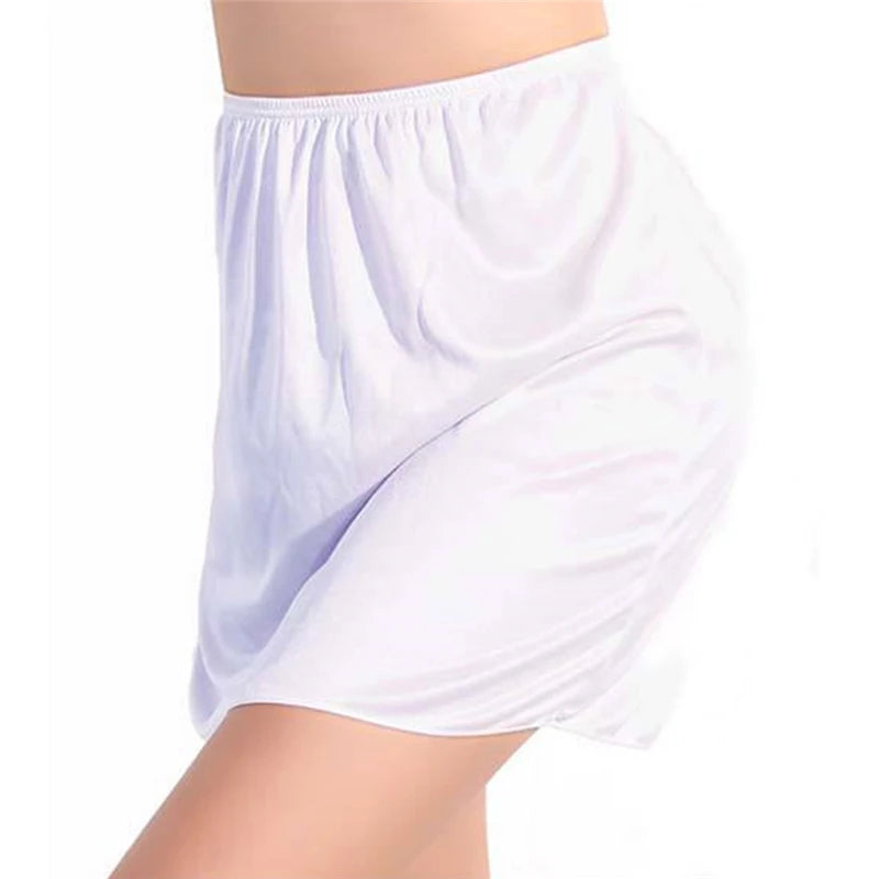 Satin Underskirt Half Slips Dress for Women Summer Thin Ice Silk High Waist Elastic Anti-Penetrating Underskirt Lining Petticoat