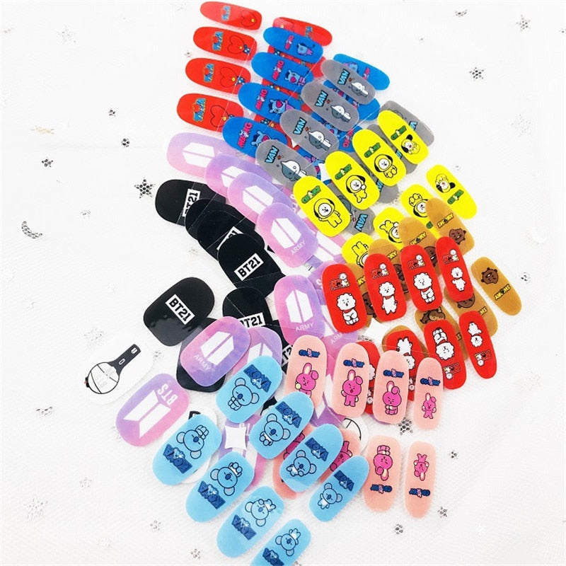 BTS Nail Stickers - Colorful Nail Art Decals