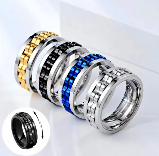 Anillo giratorio de titanio para hombre